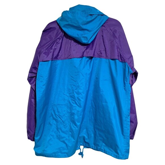 Vintage 90s Rainfair Jazzy Windbreaker Purple & Teal Hooded Jacket Size L Nylon - Picture 3 of 10